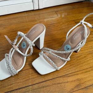 White and silver heels